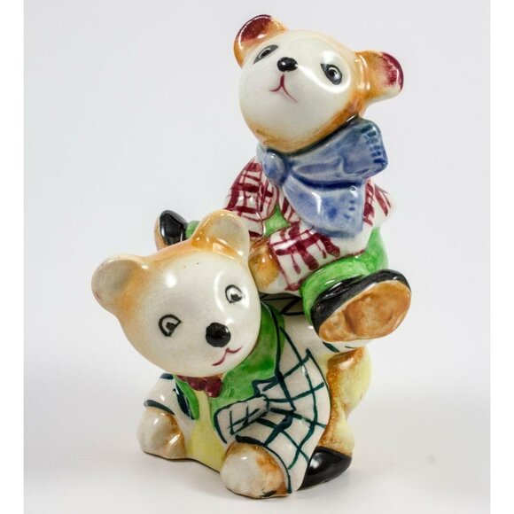 Vintage Hand Painted Ceramic Japan Leapers Bears Salt & Pepper Set - Picture 1 of 7